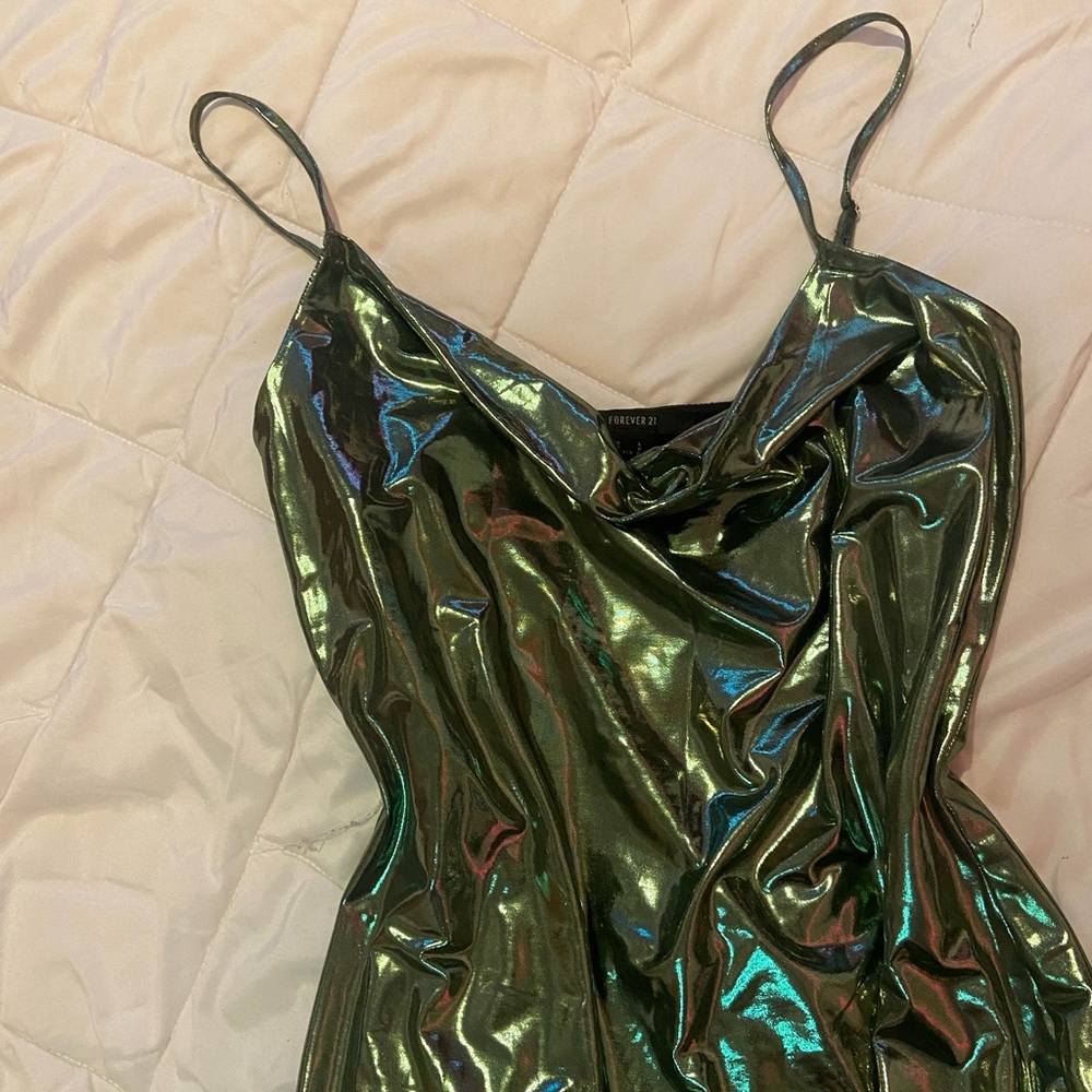 Metallic Green Bodycon Mini Dress ✨